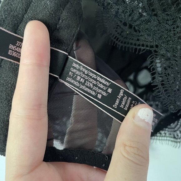 Victoria's Secret black bra lace detail lingerie size M mesh back unlined cups - Picture 8 of 8